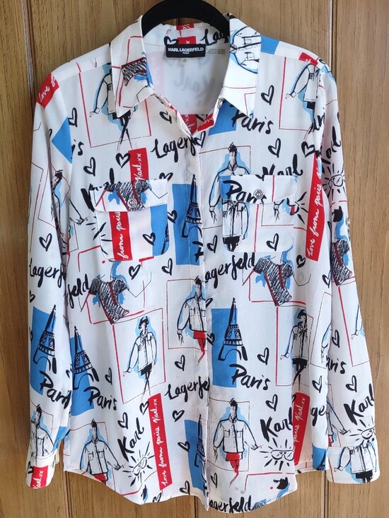 Karl Lagerfeld Tops - Karl Lagerfeld Paris Blouse Size XS-Small Long Sleeve Iconic Whimsy Chic